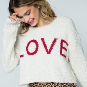 Furry Knit Love Cropped Sweater S/M NWT